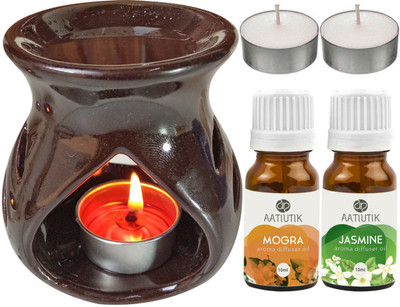 Aatiutik Mogra, jasmine Diffuser Set AT-TDIFF97-BROWN-2TL-MOG-JAS(5 x 4 ml)