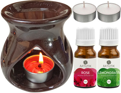 Aatiutik Rose, Lemongrass Diffuser Set AT-TDIFF97-BROWN-2TL-RS(5 x 4 ml)