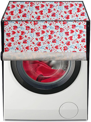 AAVYA UNIQUE FASHION Front Loading Washing Machine  Cover(Width: 60.96 cm, White,RedHeart)