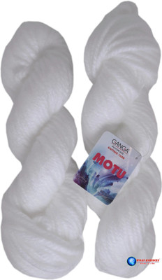 GANGA Motu Thick Chunky Wool Hand Knitting Yarn (White) (Hanks-200gms)