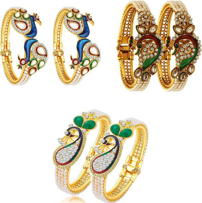 ZENEME Alloy Gold-plated Bangle Set(Pack of 6)