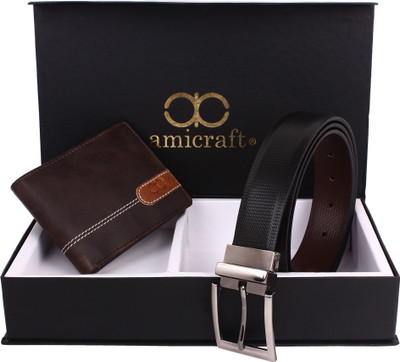 Amicraft Men Formal, Casual Brown, Black Artificial Leather Reversible Belt