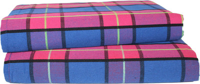 Tharunsha Elite Checkered Single AC Blanket for  Mild Winter(Cotton, PINK , BLUE)