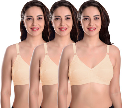 Featherline Two Section Cup Design Bust Controller Non Padded Full Coverage Everyday Bra Women Minimizer Non Padded Bra(Beige)