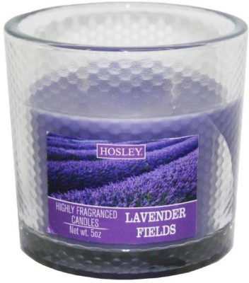 Hosley 2 Wick Lavender Field Fragrance Glass Candle for Home DÃ©coration / Festive/ Wedding/ Party / Birthday Candle(Purple, Pack of 1)
