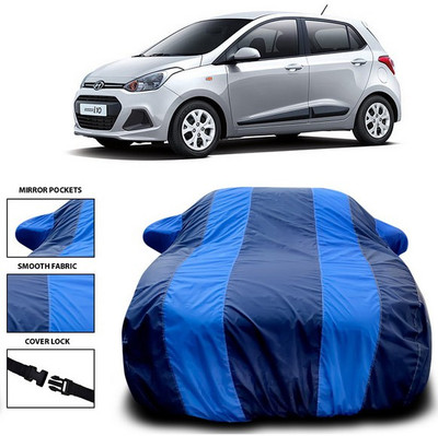ANTHUB Car Cover For Hyundai i10 (With Mirror Pockets)(Blue)