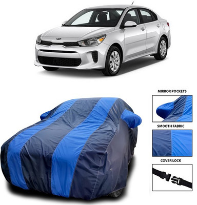 SEBONGO Car Cover For Kia Rio (With Mirror Pockets)(Blue)