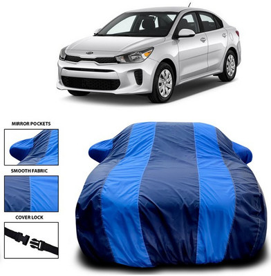 SEBONGO Car Cover For Kia Rio (With Mirror Pockets)(Blue)