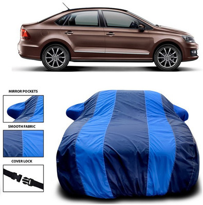 ANTHUB Car Cover For Volkswagen Vento (With Mirror Pockets)(Blue)