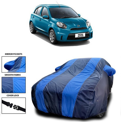 ANTHUB Car Cover For Nissan Micra Active (With Mirror Pockets)(Blue)