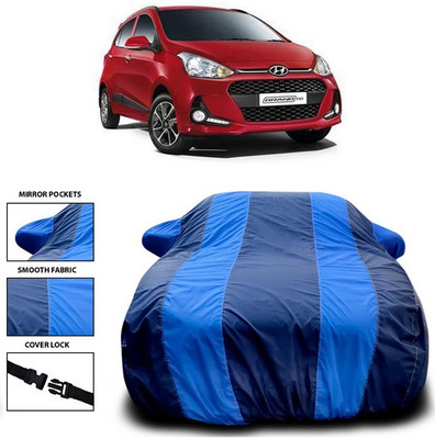 ANTHUB Car Cover For Hyundai Grand i10 (With Mirror Pockets)(Blue)