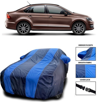 SEBONGO Car Cover For Volkswagen Vento (With Mirror Pockets)(Blue)