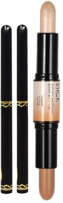 BTNT PROFESSIONAL'S CONTOUR 3D BALM HIGHLIGHTER & CONTOUR STICK WITH CLASSIC SMUDGE PROOF & LONG LASTING KAJAL(3 Items in the set)