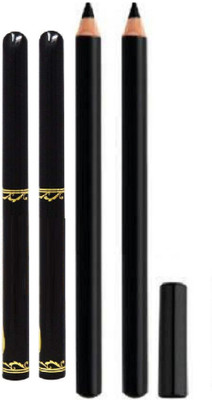 BTNT PROFESSIONAL LET YOUR EYES MORE ATTRACTIVE MAKEUP SMOOTH APPLICATION JET BLACK KAJAL WITH TRENDING MULTI PURPOSE EYELINER/LIPLINER BLACK PENCIL(4 Items in the set)