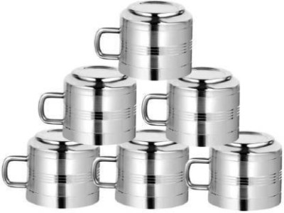 Sitaram Creation Pack of 6 Stainless Steel Steel Stainless Steel Silver Touch Tea & Coffee Cup with Pack of 6& Latest Stylish Design 120 ml(Silver, Cup Set)