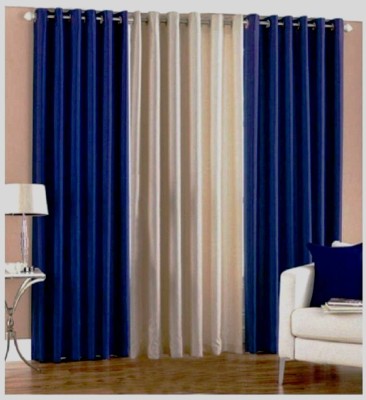 HHH FAB 152.4 cm (5 ft) Polyester Semi Transparent Window Curtain (Pack Of 3)(Solid, Multicolor)