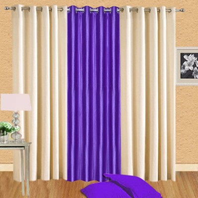 Styletex 270 cm (9 ft) Polyester Semi Transparent Long Door Curtain (Pack Of 3)(Solid, Multicolor)