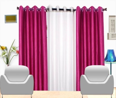 Styletex 213 cm (7 ft) Polyester Semi Transparent Door Curtain (Pack Of 3)(Solid, pink,white)