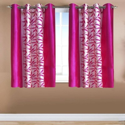 Styletex 151 cm (5 ft) Polyester Semi Transparent Window Curtain (Pack Of 2)(Floral, Pink)