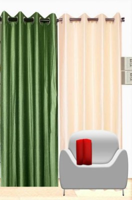 Styletex 151 cm (5 ft) Polyester Semi Transparent Window Curtain (Pack Of 2)(Solid, green,gold)