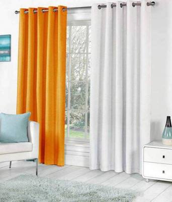 Styletex 151 cm (5 ft) Polyester Semi Transparent Window Curtain (Pack Of 2)(Solid, Multicolor)