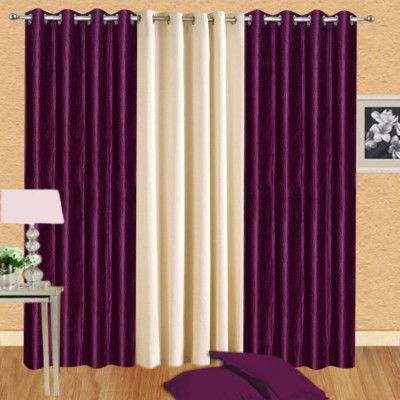 HHH FAB 152.4 cm (5 ft) Polyester Semi Transparent Window Curtain (Pack Of 3)(Solid, Multicolor)