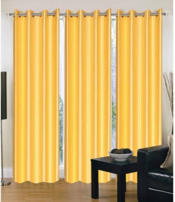 Styletex 270 cm (9 ft) Polyester Semi Transparent Long Door Curtain (Pack Of 3)(Solid, Yellow)