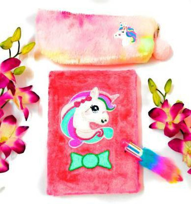 FATFISH Unicorn A5 Diary Ruled 100 Pages(Red, Pack of 3)