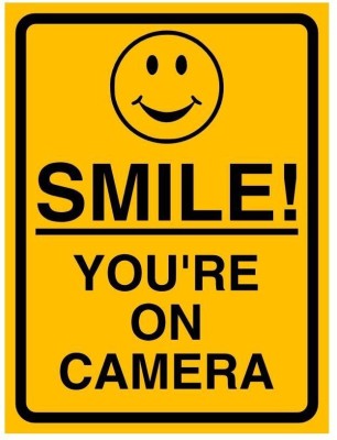 VVWV SMILE YOU'RE ON CAMERA SIGN STICKER Emergency Sign