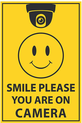 VVWV SMILE PLEASE YOU'RE ON CAMERA SIGN STICKER Emergency Sign