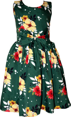 CINDERELLA THE CREATIONS FACTORY Girls Midi/Knee Length Casual Dress(Multicolor, Sleeveless)