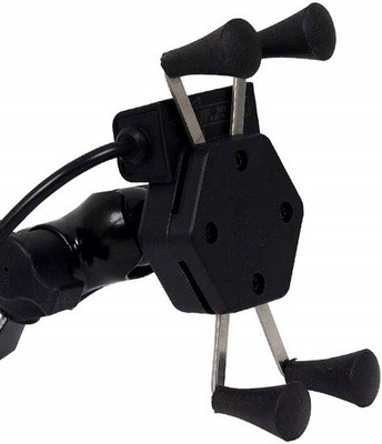 amblic Universal X-Grip Spider Mobile Holder Kaikda Adjustable Cell Phone Holder Stand with 360 Degree Rotations and USB Charging Port for Bike Rear View Mirror for All Smartphones Mobile Holder