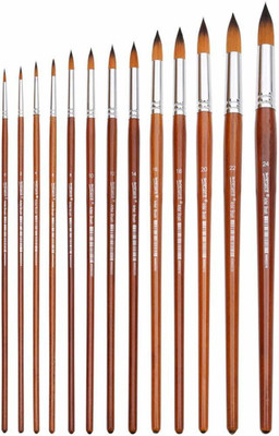 KABEER ART WornsonRoundBrush_Set_13(Set of 13, Brown)
