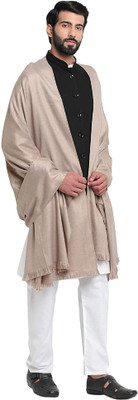 Kashmiri queen Polyester Wool Blend Self Design Men, Women Shawl(Beige)
