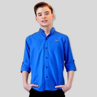 MashUp Boys Solid Casual Blue Shirt