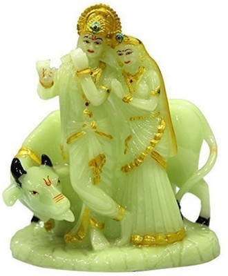 S A Gifts Sai Amrut Radha Krishna Idol Glowing Radium Hindu God Decorative Showpiece  -  21 cm(Polyresin, Green)