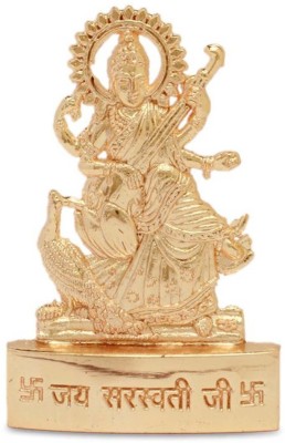 Gifts & Decor Pack of 1::Beautiful Hand Carved Solid Metal Maa Saraswati Ji.::Size: Height 7 x 4.5 Cm's | Weight: Appx. 30 Grams | Material: Metal::Made from Quality Metal and Handmade in India Gorgeous Hand work and perfect showpiece of Indian Handicrafts Beautiful Puja Idol For Home, Office, Car D