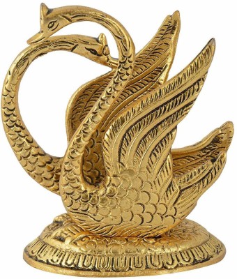 CraftVatika Metal Swan Pair Showpiece Decorative Showpiece  -  10.16 cm(Aluminium, Gold)