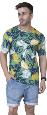 Veirdo Printed Men Round Neck Green T-Shirt