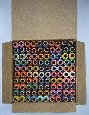 EraCraft 100 Thread Spools (25 Shades, Each 4 In No.) Multicolor Thread(150 m Pack of100)