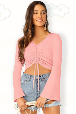 SHREE KSHETRAPAL CREATION Casual Solid Women Pink Top