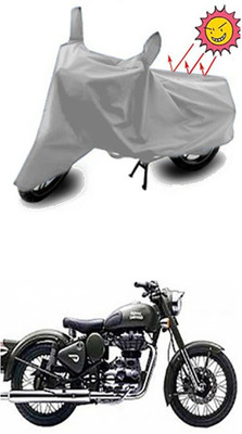 Coverit Two Wheeler Cover for Royal Enfield(Battle Green, Silver)