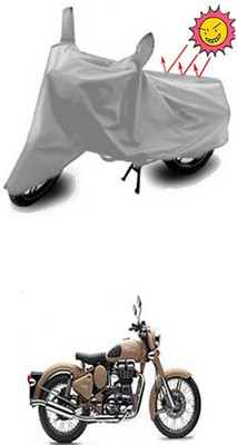 Wild Panther Two Wheeler Cover for Royal Enfield(Classic 500, Silver)