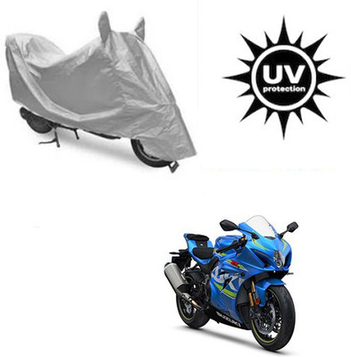 SRENTERPRISES Two Wheeler Cover for Suzuki(GSX, Silver)