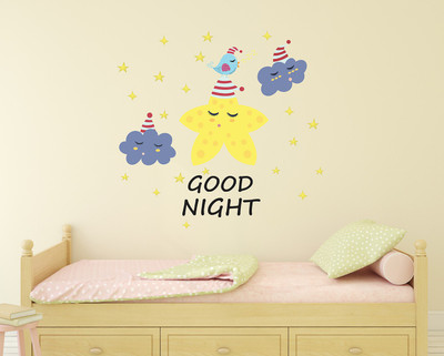 WALLDECORS 60.96 cm GOOD N IGHT STARS IMAGE Wall Stickers & Murals Self Adhesive Sticker(Pack of 1)