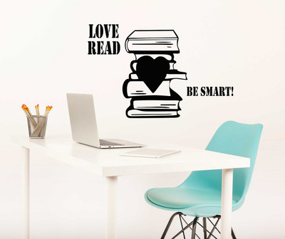 Wallzone 85 cm Love Read Be Smart Removable Sticker(Pack of 1)