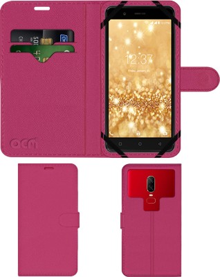ACM Flip Cover for Intex Aqua Crystal(Pink, Cases with Holder, Pack of: 1)