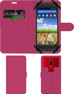ACM Flip Cover for Micromax Canvas Fire 4G Plus Q412(Pink, Cases with Holder, Pack of: 1)