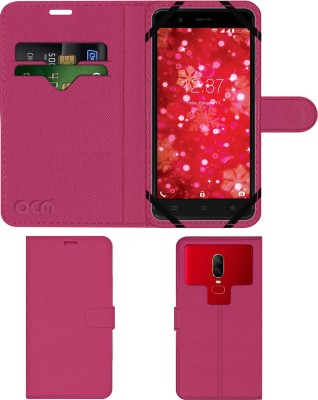 ACM Flip Cover for Intex Aqua Crystal Plus(Pink, Cases with Holder, Pack of: 1)