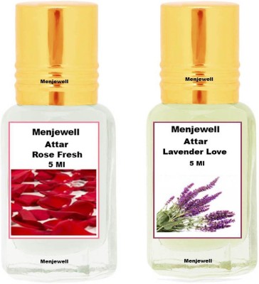 Menjewell Pack of 2PCS Attar(Rose Fresh 5ML,Lovender Love 5ML)Natural Itra/Attar/ Perfume Floral Attar(Floral)